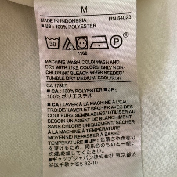 BANANA REPUBLIC top, white, long full sleeves, blouson elastic, button openings - Picture 7 of 7